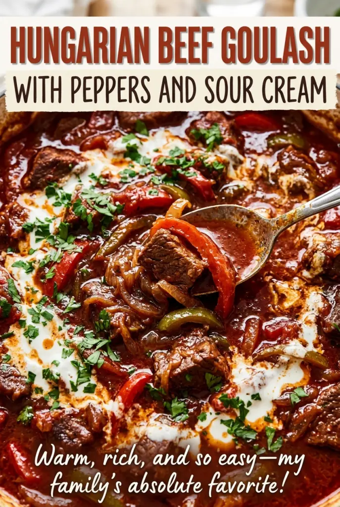 Hungarian Beef Goulash with Peppers and Sour Cream