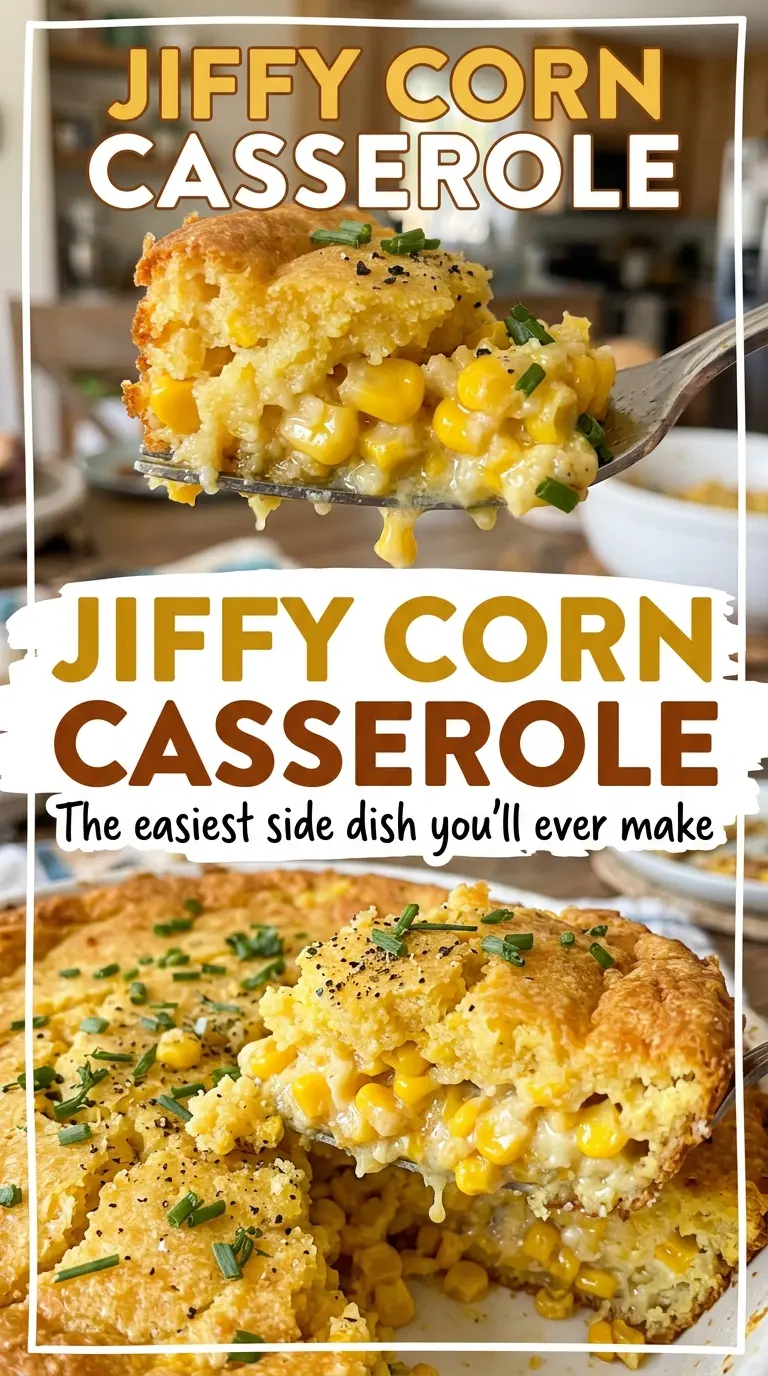 Jiffy Corn Casserole golden corn top