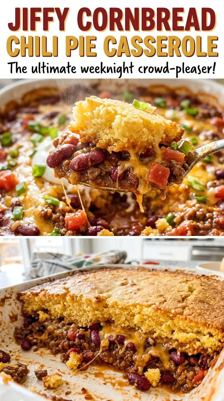 Jiffy Cornbread Chili Pie Casserole hearty layered slices