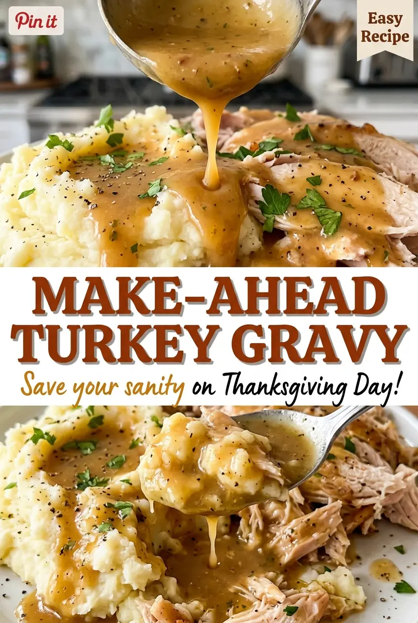 Make-Ahead Turkey Gravy smooth golden sauce