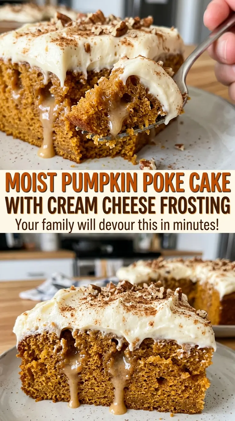 Pumpkin poke cake with spiced tender crumb
