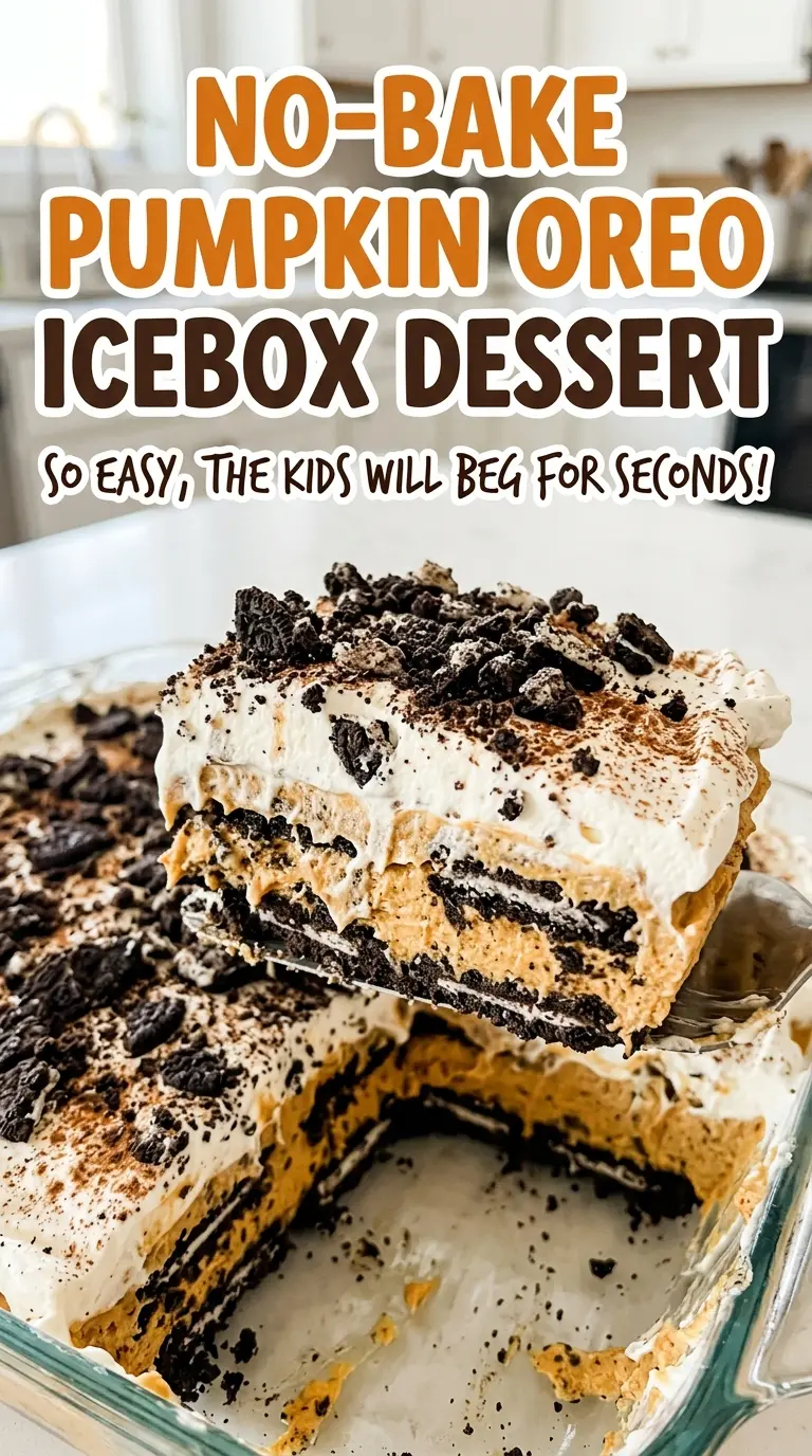 No-Bake Pumpkin Oreo Icebox Dessert pumpkin cream layers
