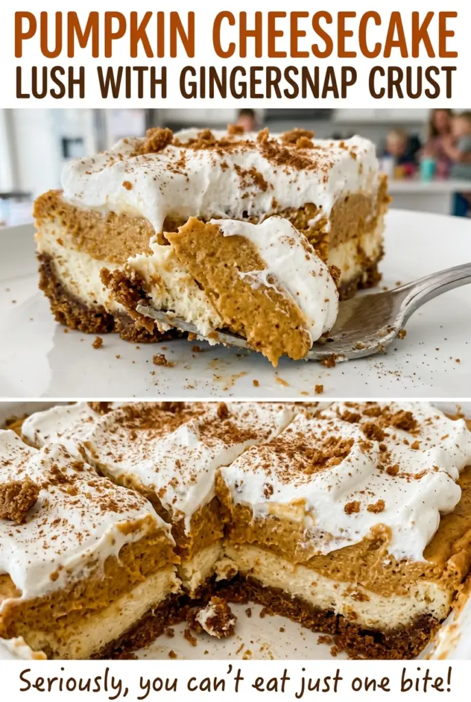 Pumpkin Cheesecake Lush with Gingersnap Crust