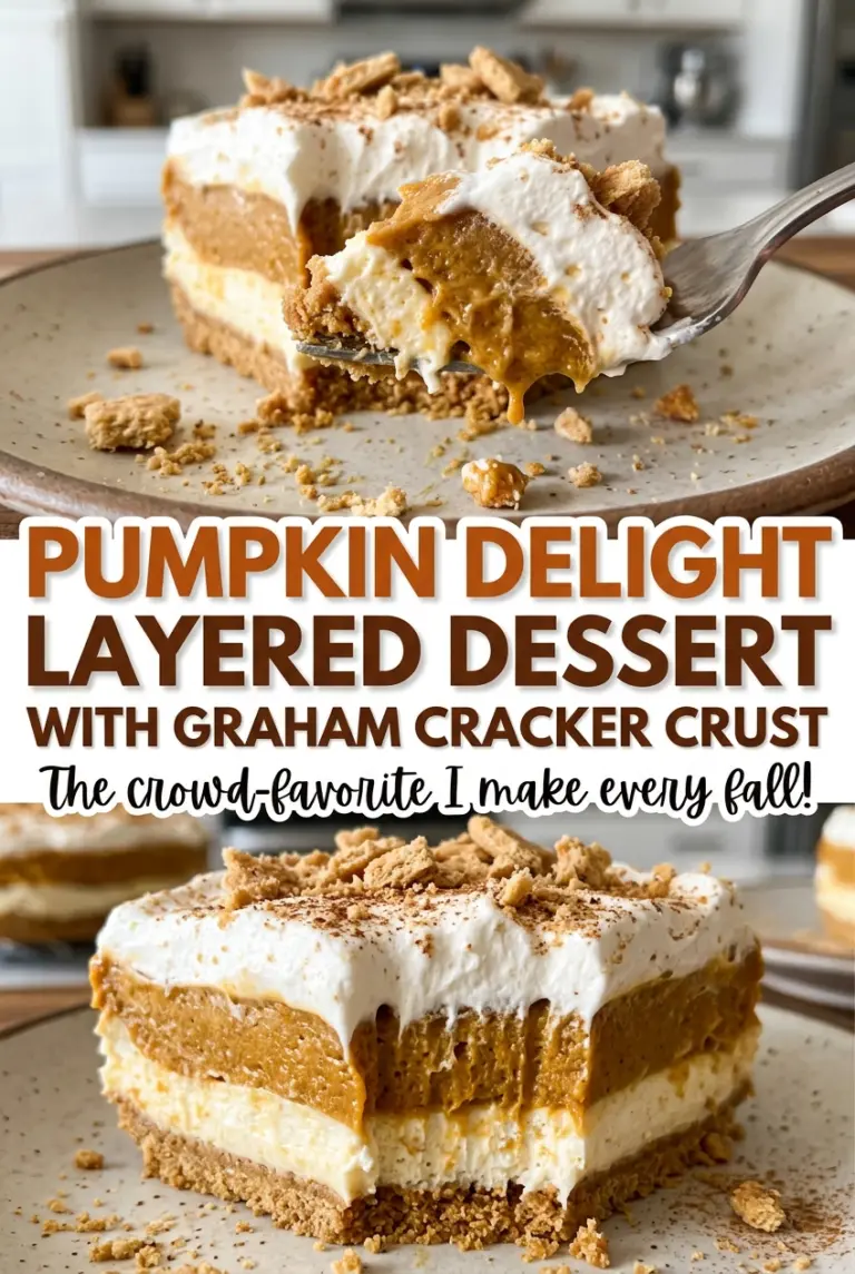 Pumpkin Delight Layered Dessert with Graham Cracker Crust