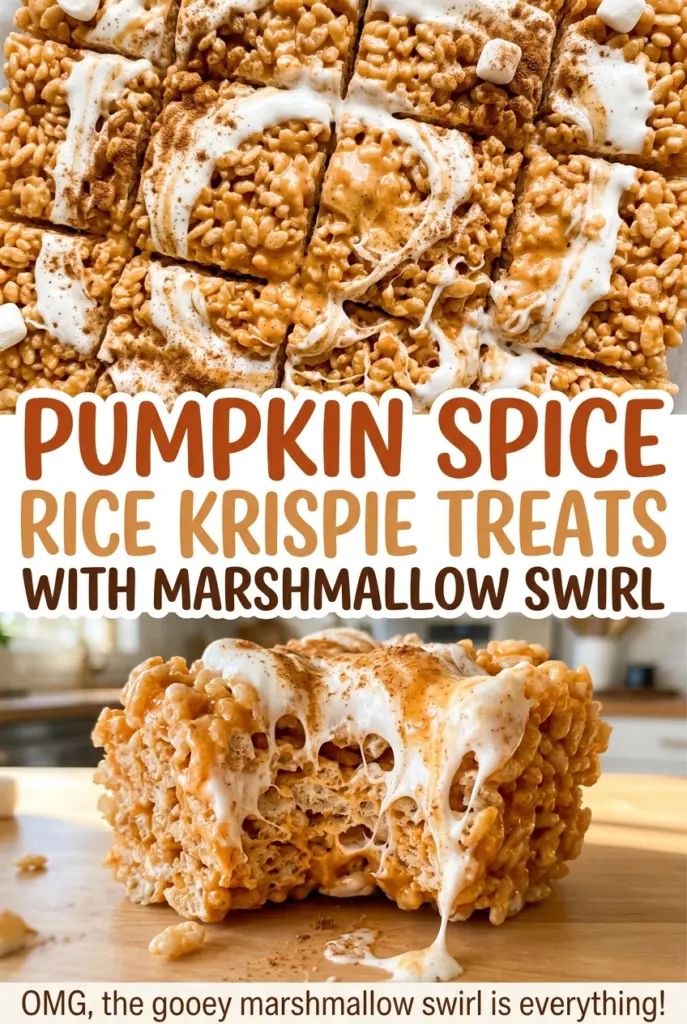 Pumpkin Spice Rice Krispie Treats with Marshmallow Swirl