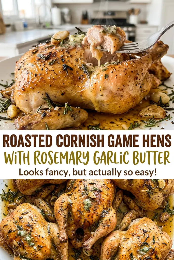 Roasted Cornish Game Hens with Rosemary Garlic Butter