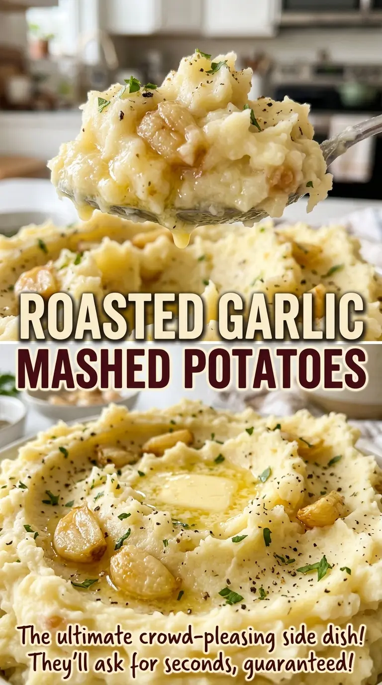 Roasted garlic mashed potatoes buttery smooth texture