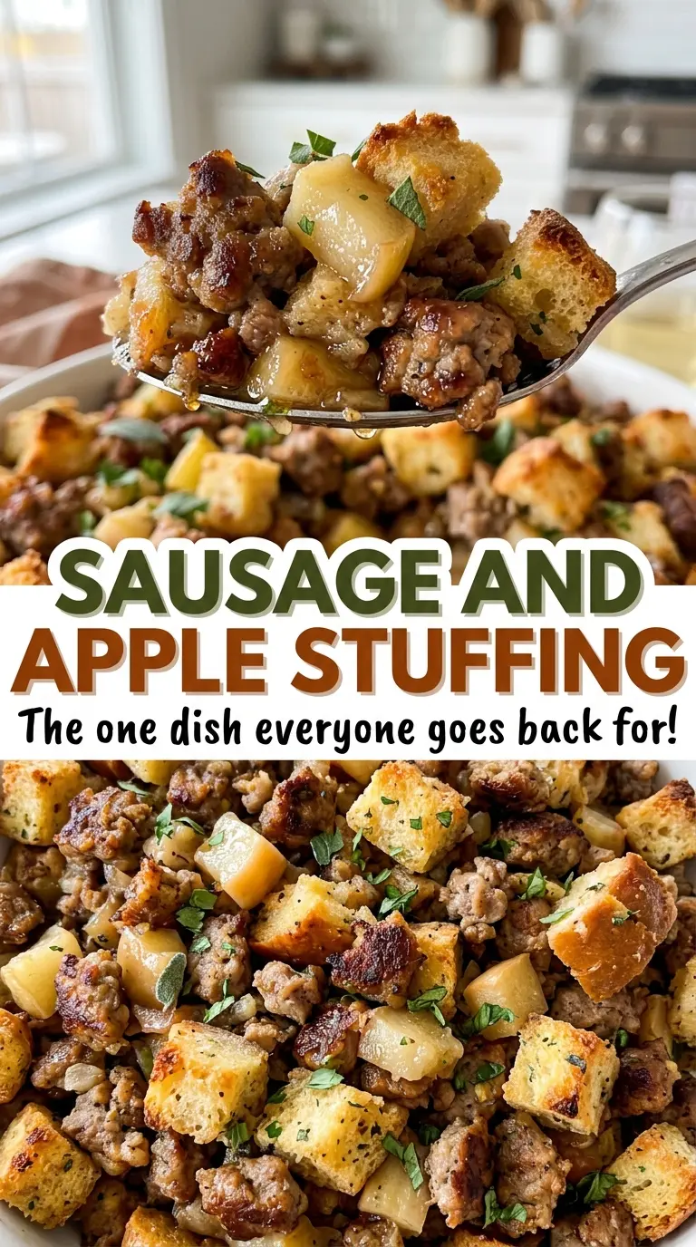 Sausage and Apple Stuffing golden savory bake
