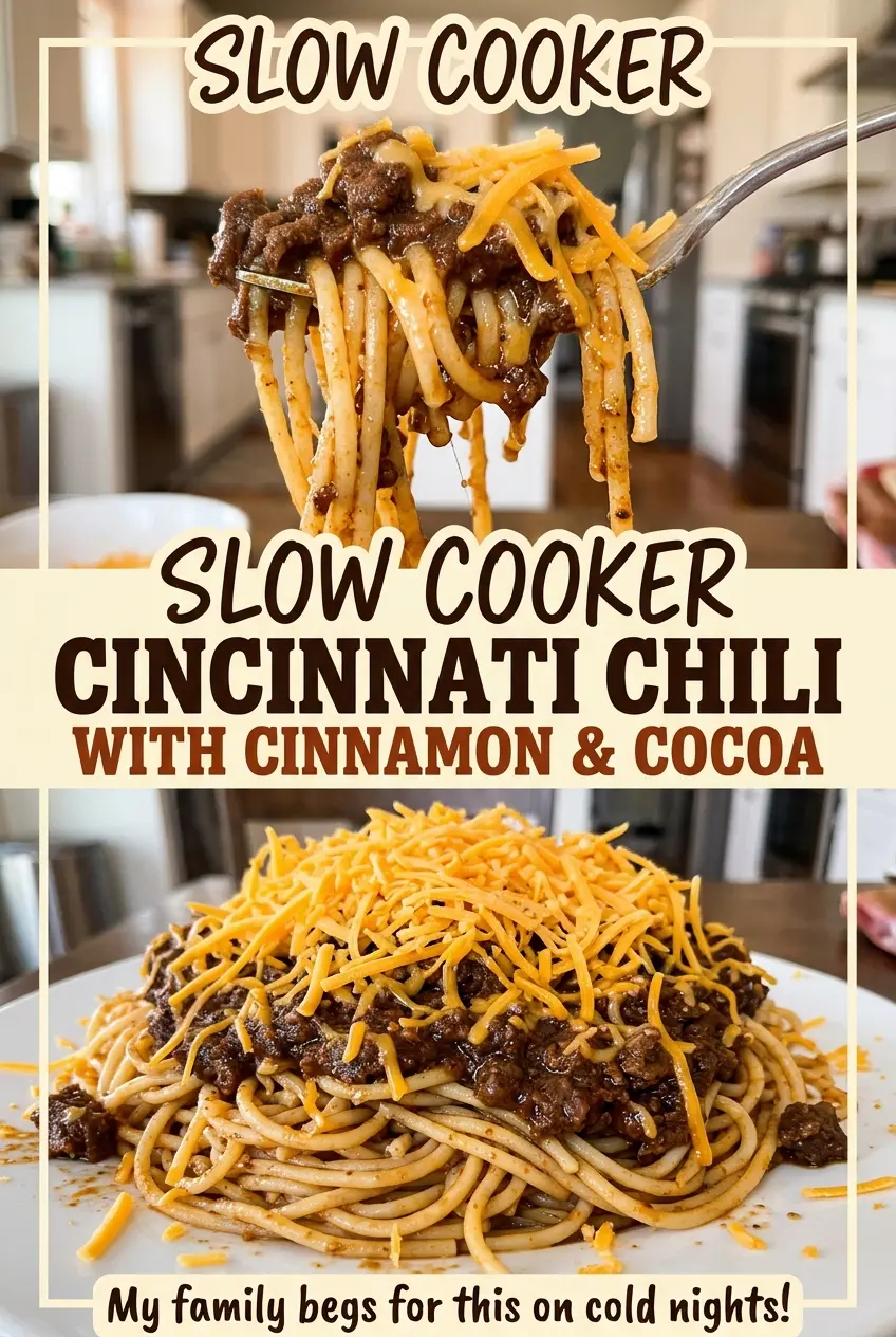 Slow Cooker Cincinnati Chili with Cinnamon and Cocoa, spiced spaghetti bowl