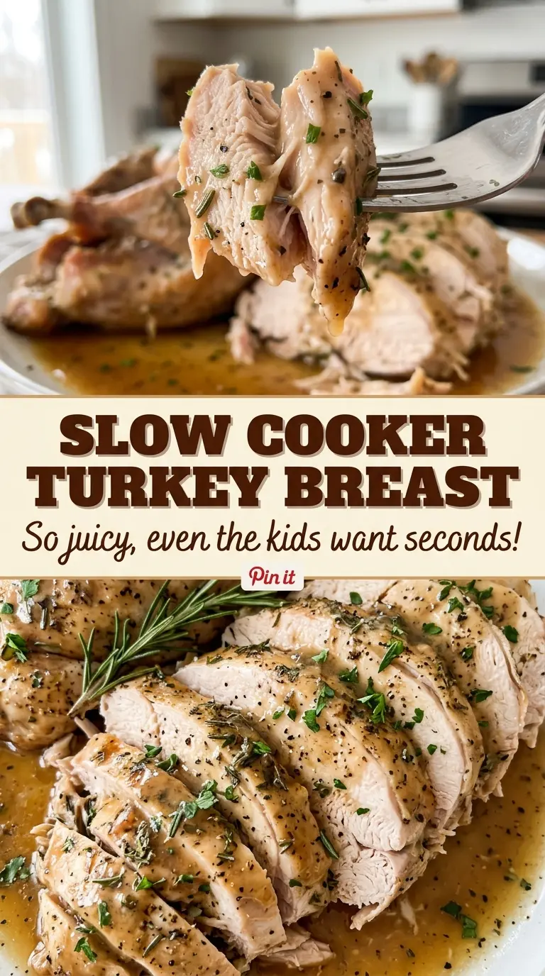 Slow Cooker Turkey Breast tender herb-seasoned slices