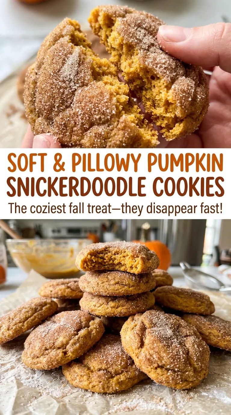 Soft & Pillowy Pumpkin Snickerdoodle Cookies soft spiced centers
