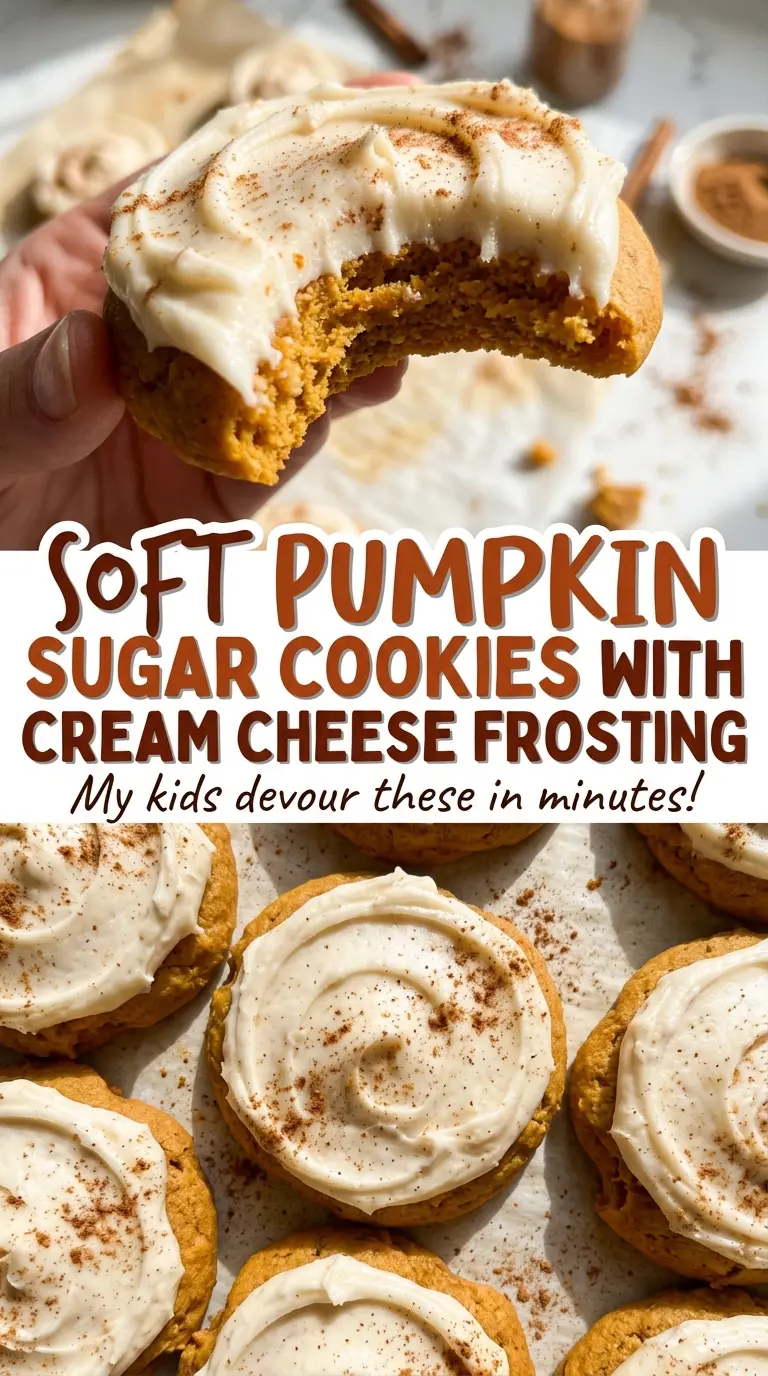 Soft Pumpkin Sugar Cookies with Cream Cheese Frosting, frosted tender cookies