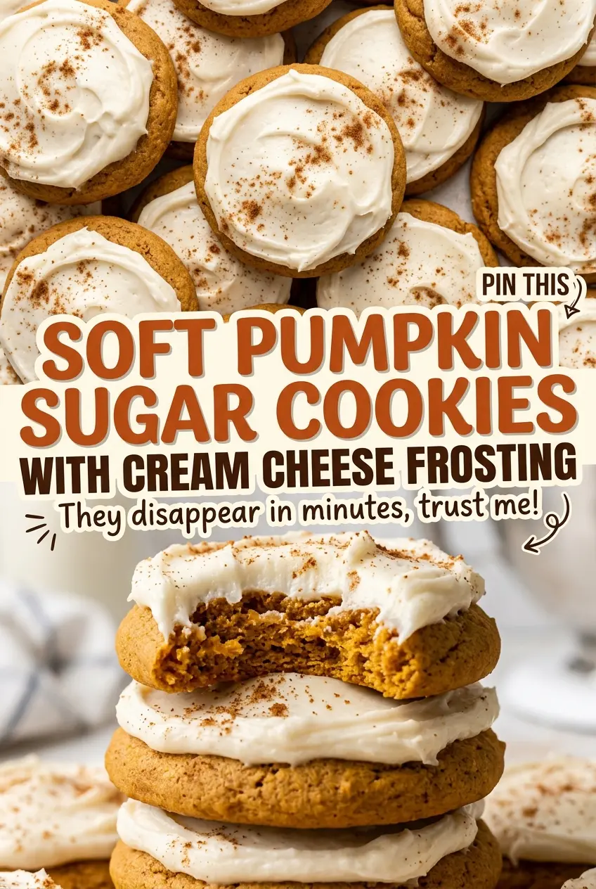 Soft Pumpkin Sugar Cookies with Cream Cheese Frosting, soft cinnamon cookies