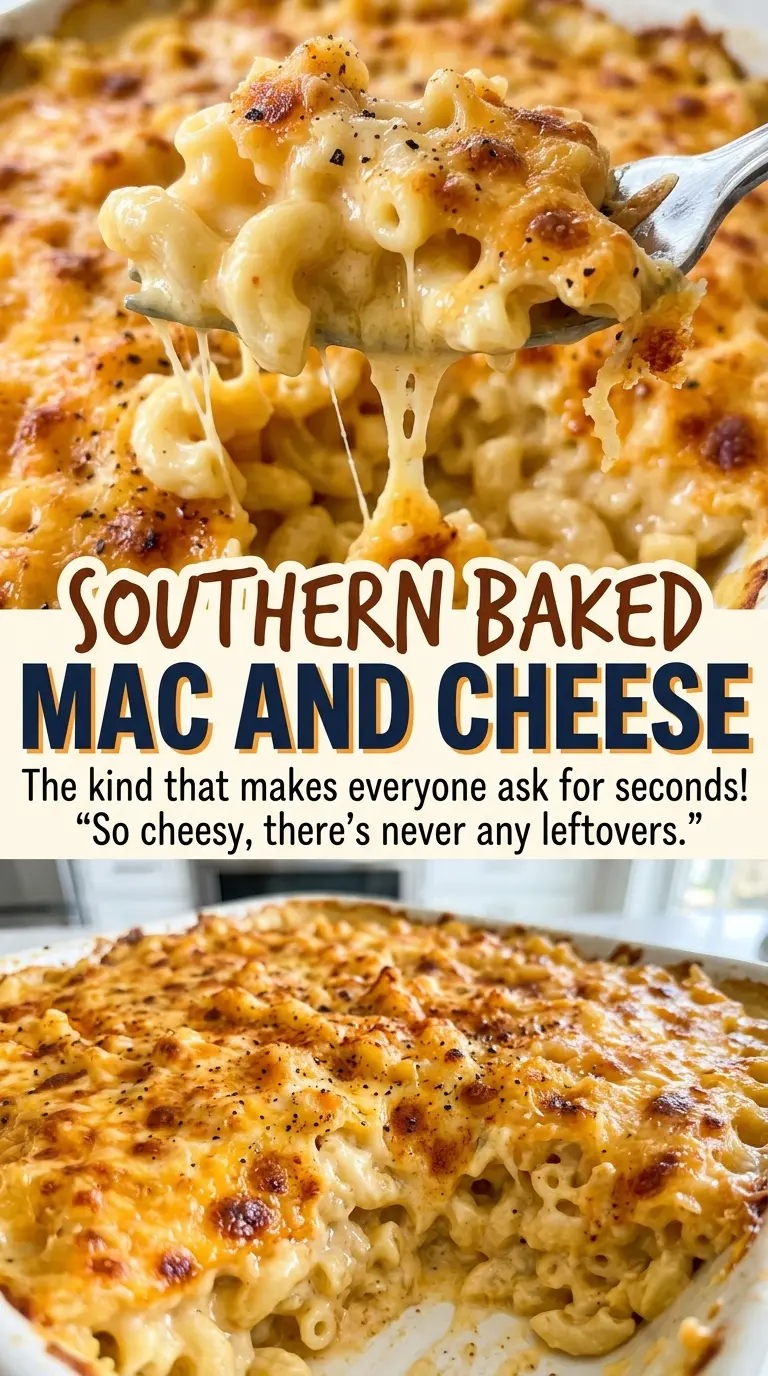 Southern baked mac and cheese bubbling casserole