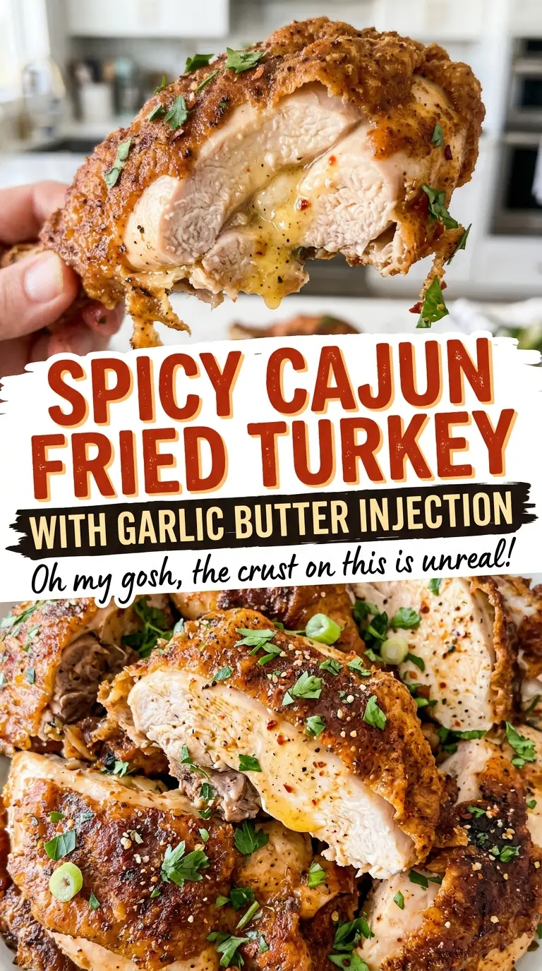 Spicy Cajun Fried Turkey with Garlic Butter Injection, savory Cajun crust