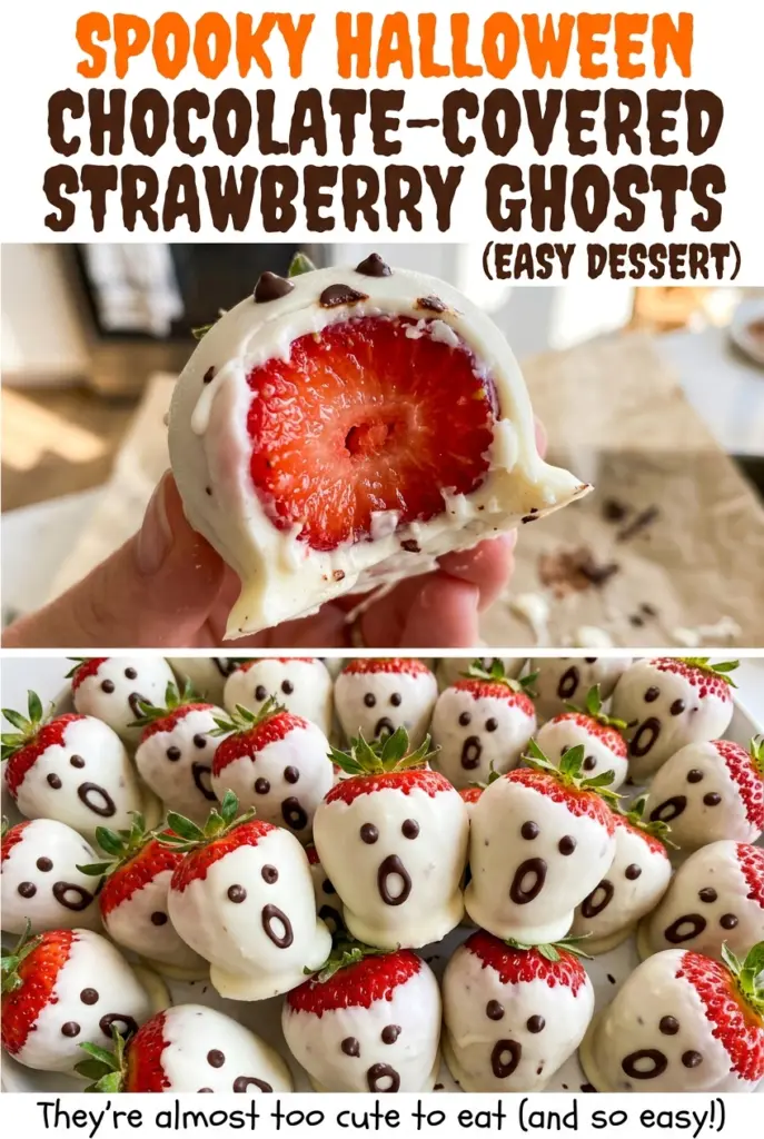 Spooky Halloween Chocolate-Covered Strawberry Ghosts (Easy Dessert)