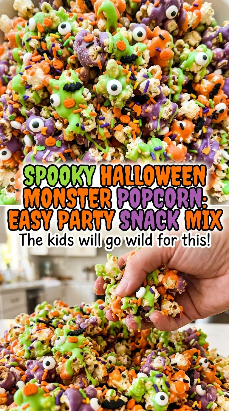 Spooky Halloween Monster Popcorn crunchy colorful Halloween mix