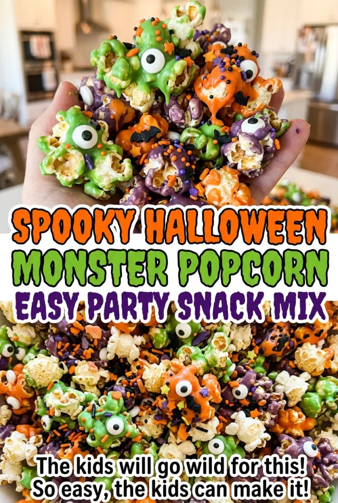 Spooky Halloween Monster Popcorn: Easy Party Snack Mix