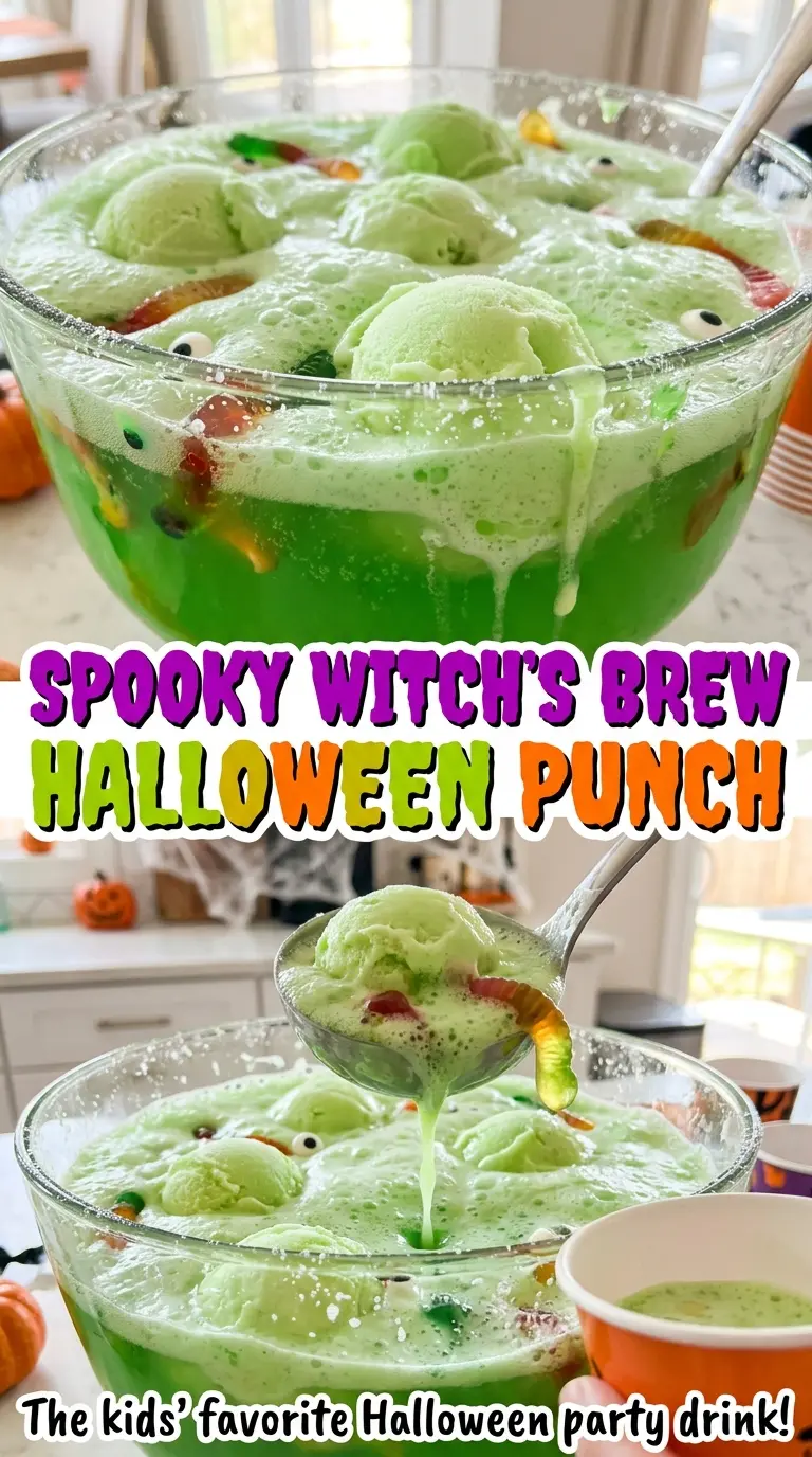 Witch’s Brew Halloween Punch, green and bubbly