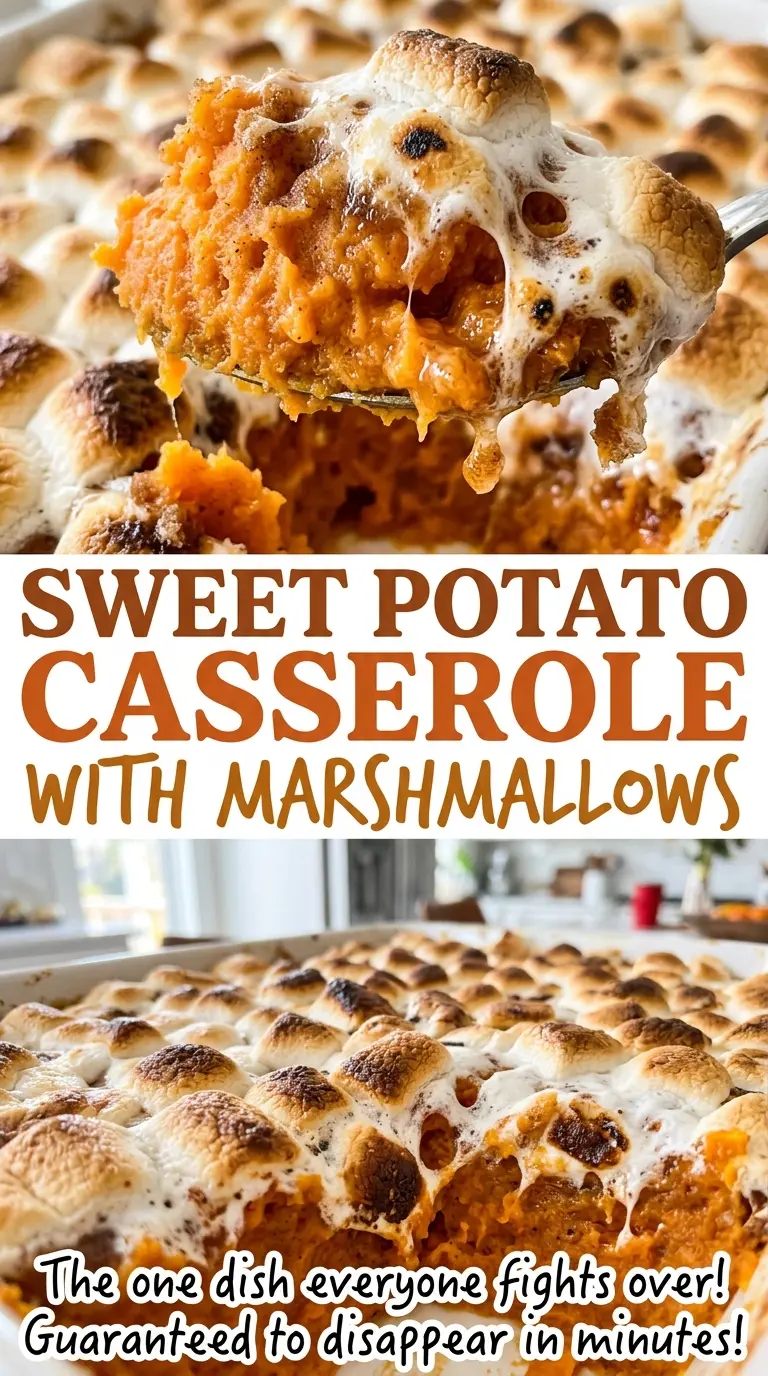 Sweet Potato Casserole with Marshmallows soft spiced filling