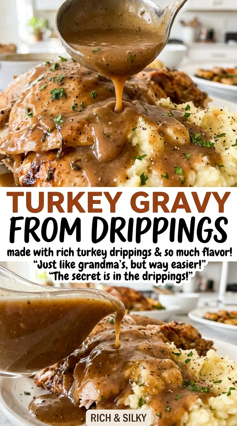 Turkey gravy from drippings, rich and smooth