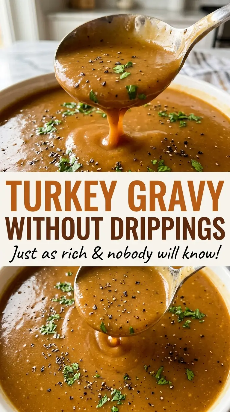 Turkey gravy without drippings silky savory finish
