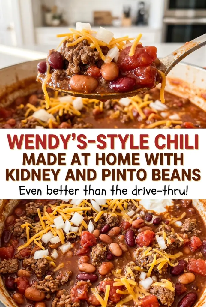 Wendy’s-Style Chili Made at Home with Kidney and Pinto Beans